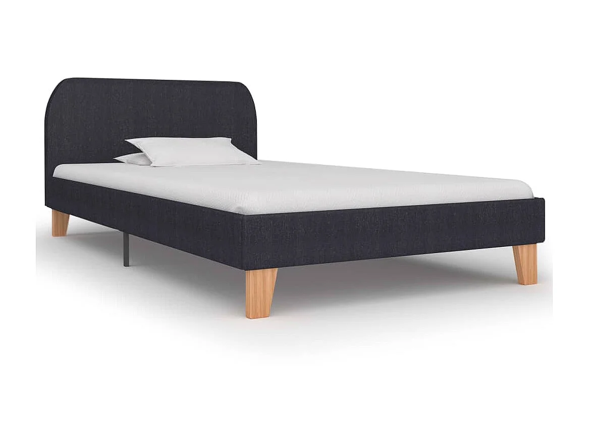 Cama 90x200 cm de tela gris oscuro ES48812