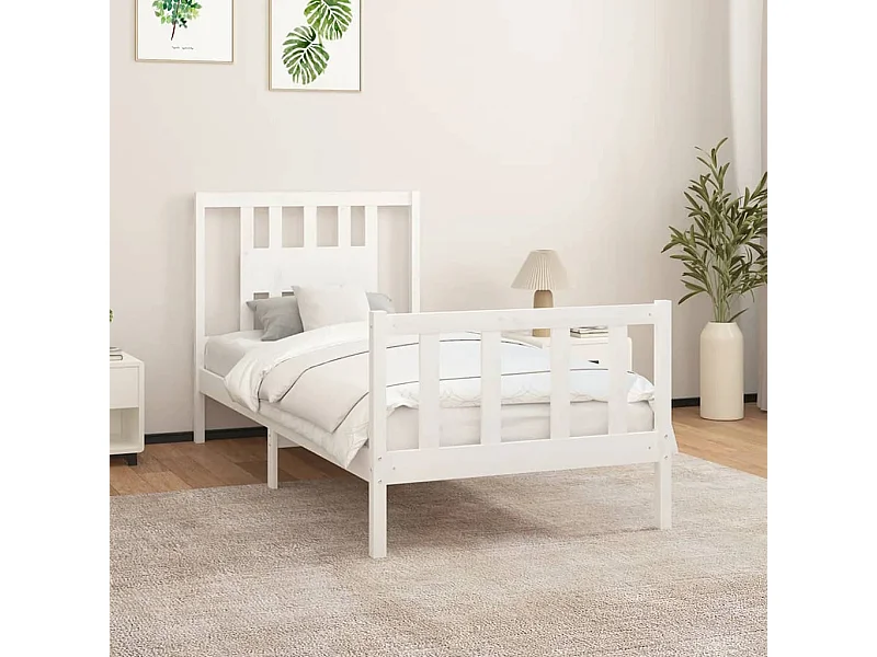 Lit-90x200 cm avec tête de lit blanc bois de pin massif EGGB97742