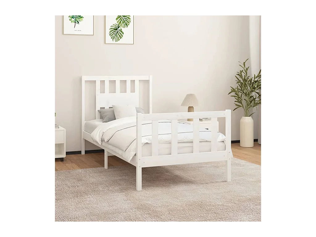 Lit-90x200 cm avec tête de lit blanc bois de pin massif EGGB97742