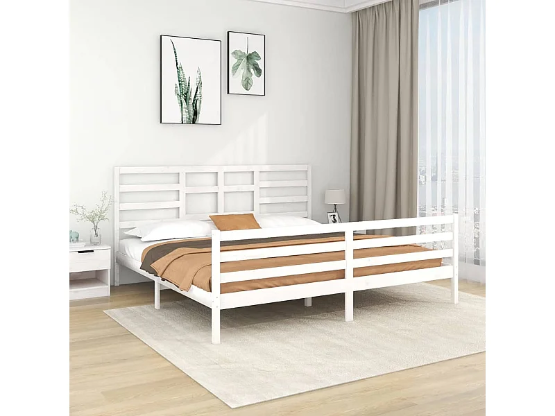 Bedframe massief hout wit 200x200 cm NL95951