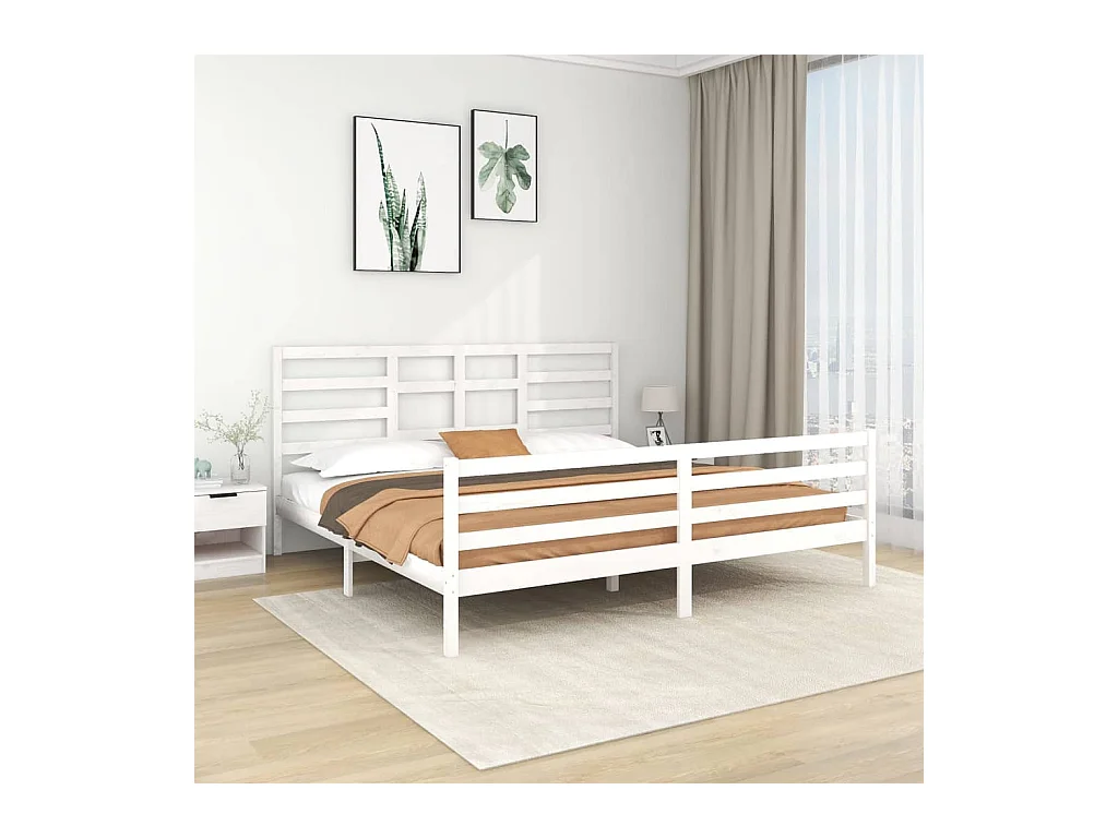 Lit-200x200 cm Blanc Bois massif EGGB62574