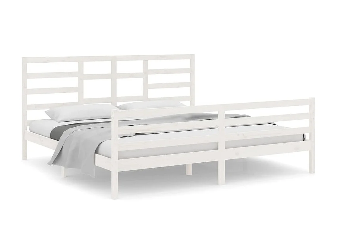 Cama 200x200 cm madeira maciça branco PT876953