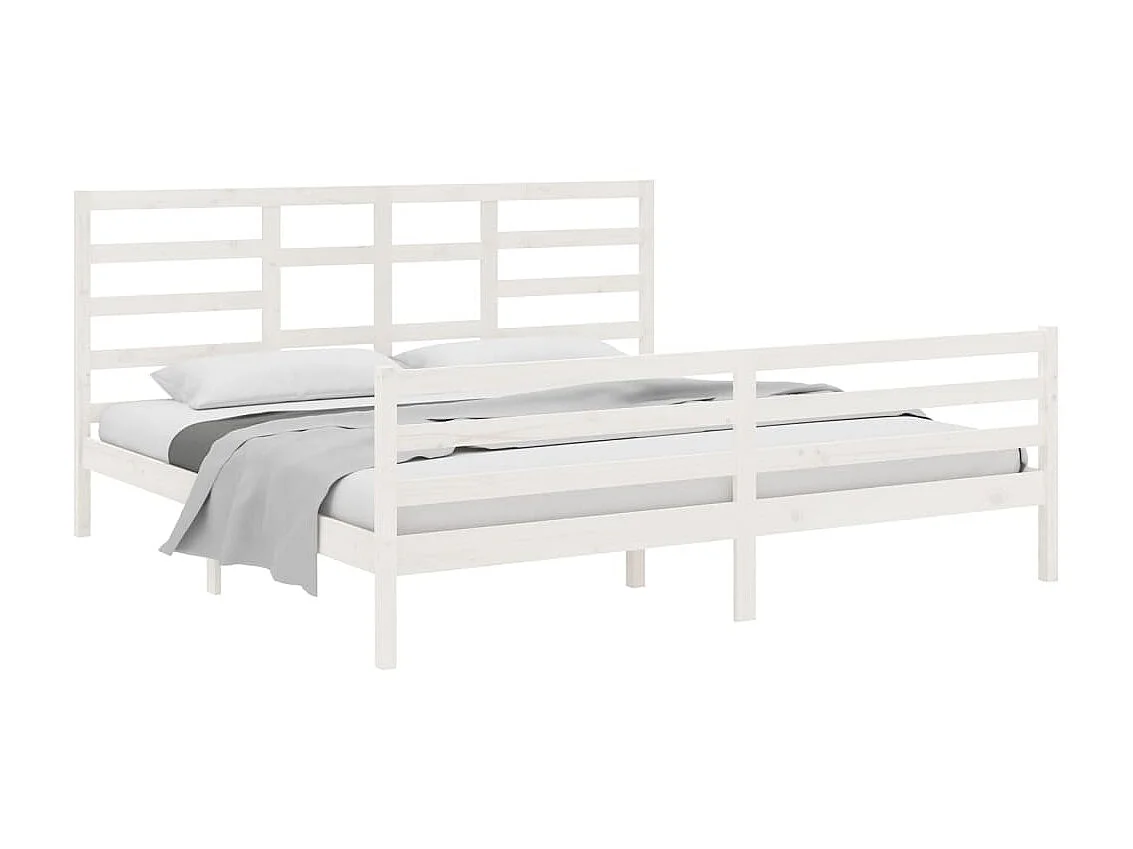 Cama 200x200 cm madeira maciça branco PT876953