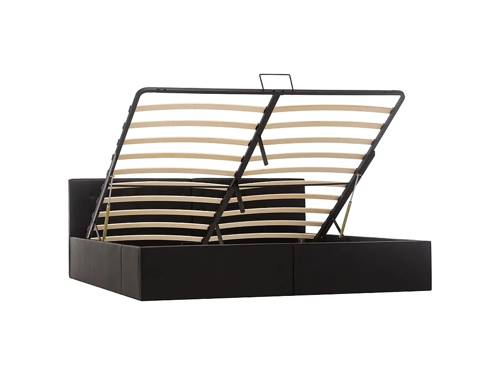 Lit coffre -180x200 cm à rangement hydraulique Noir Similicuir EGGB91373