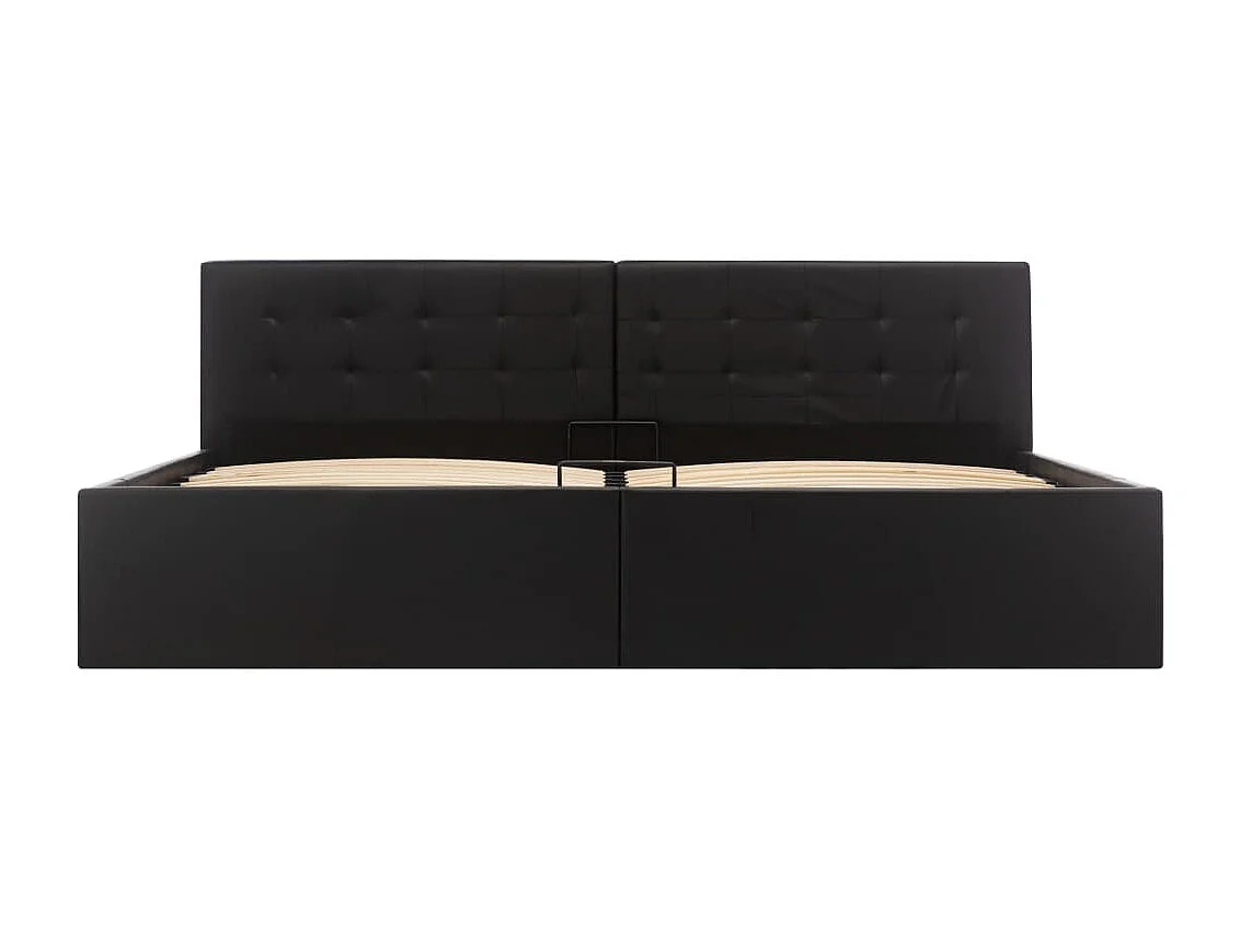 Letto per adulti | Letto matrimoniale | Giroletto con Contenitore Idraulico Nero Similpelle 180x200cm