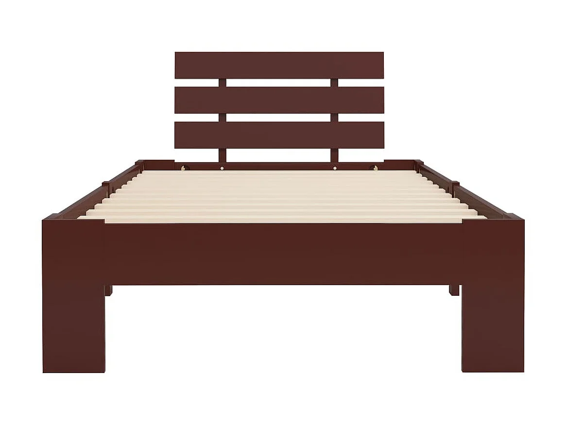 Lit-100x200 cm Marron foncéé Bois de pin massif EGGB36064