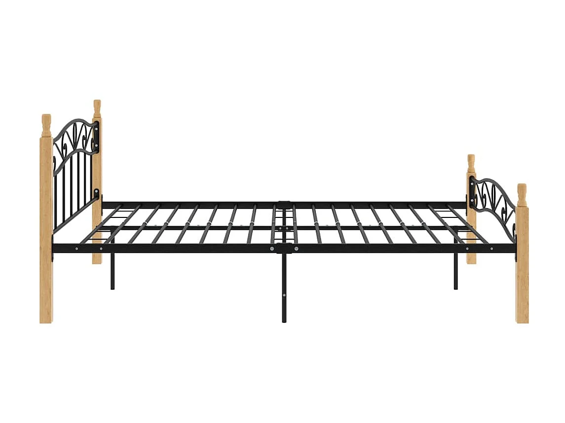 Lit-160x200 cm noir métal et bois de chêne massif EGGB29896