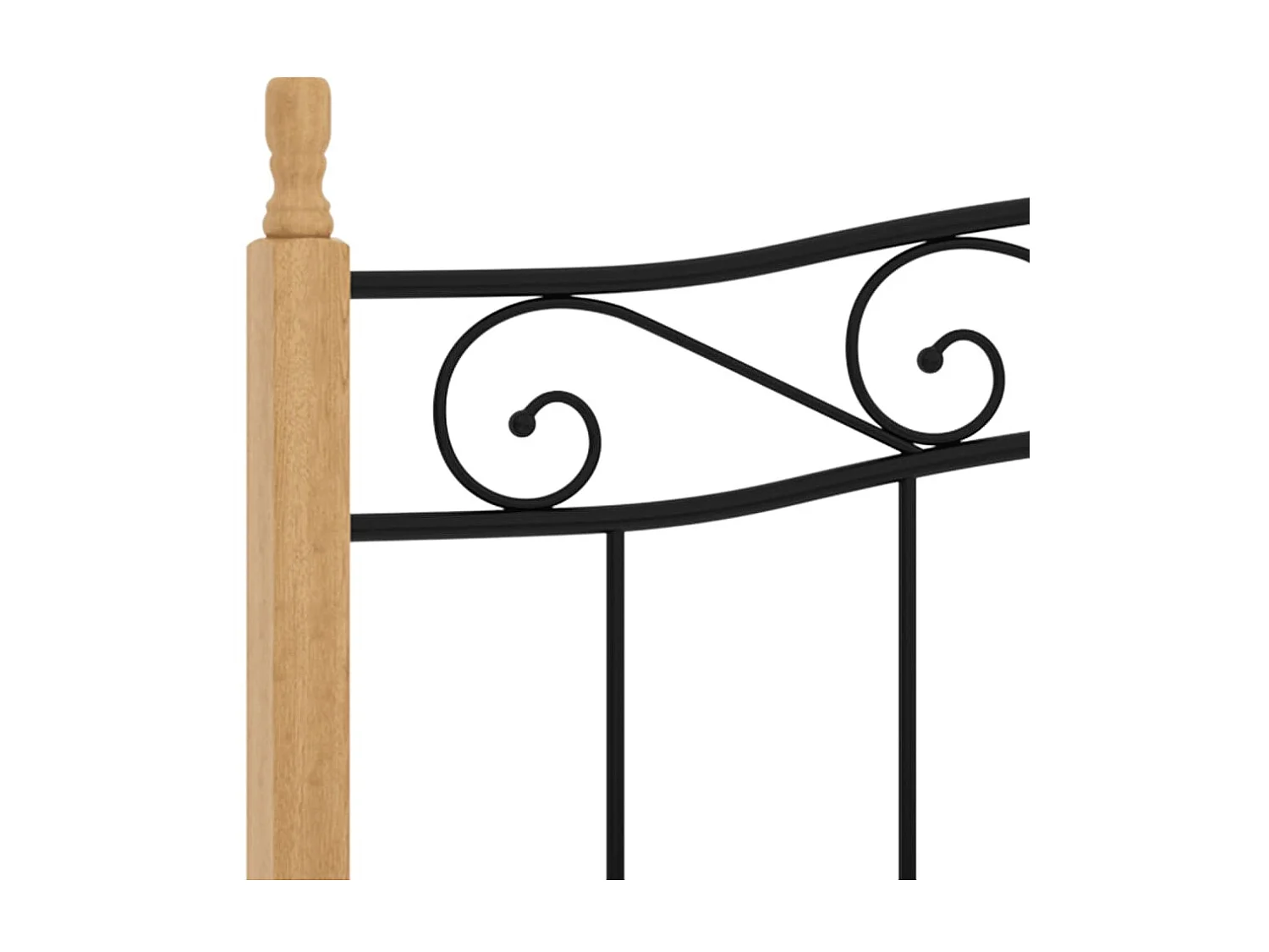 Lit-160x200 cm noir métal et bois de chêne massif EGGB29896
