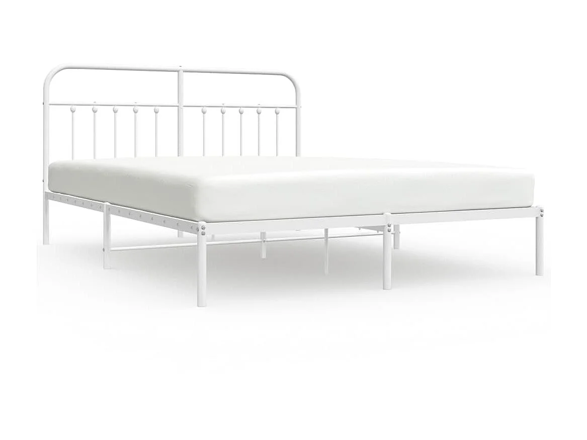 Cama 160x200 cm con cabecero metal blanca ES53524