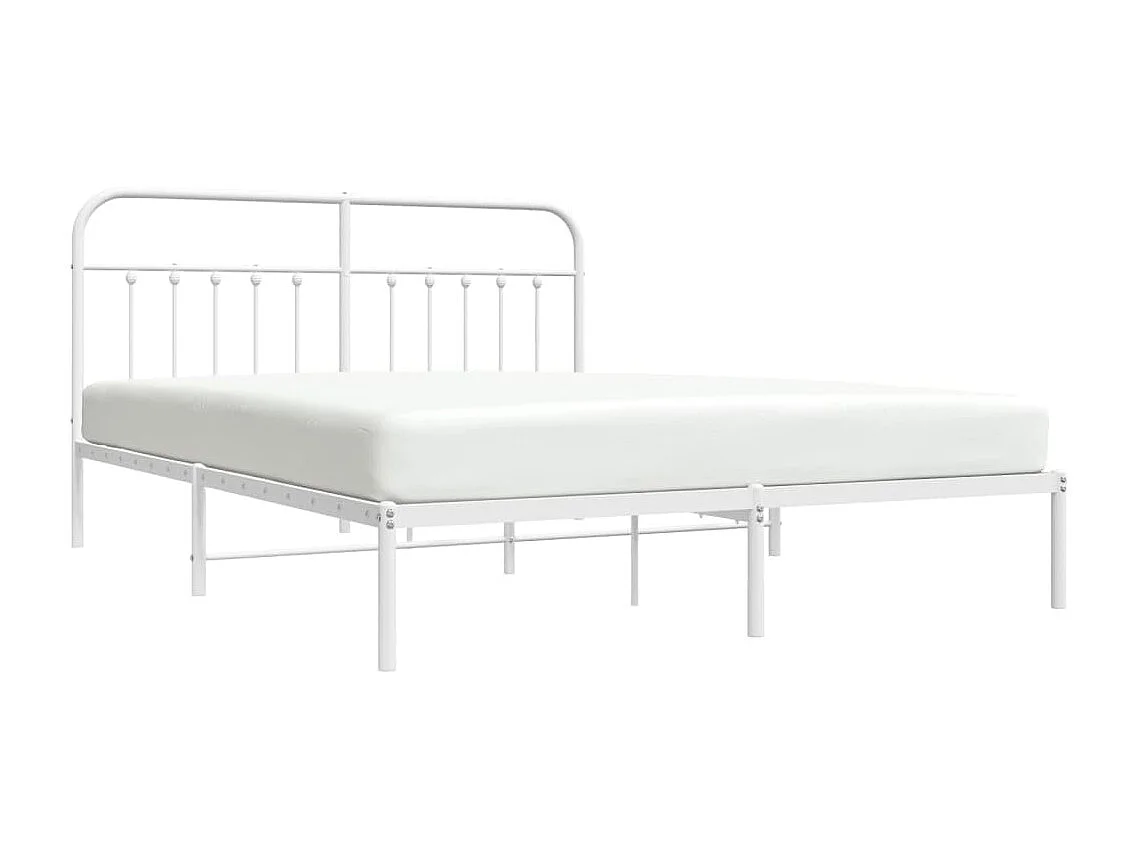 Cama 160x200 cm con cabecero metal blanca ES53524