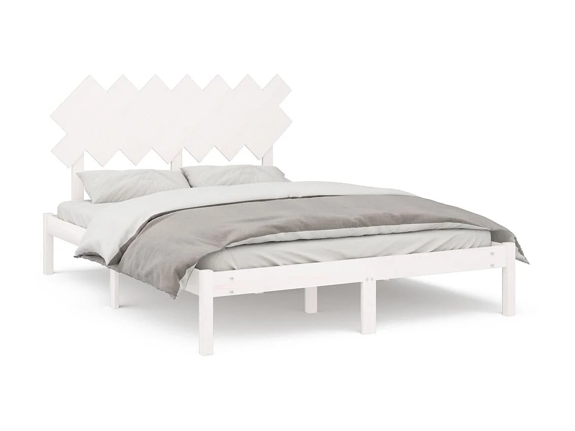 Cama 140x200 cm madeira maciça branco PT932132