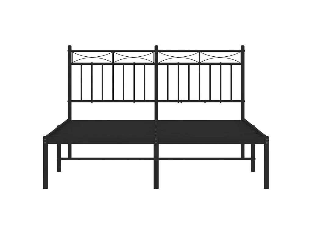 Lit-140x190 cm métal avec tête de lit noir EGGB19424