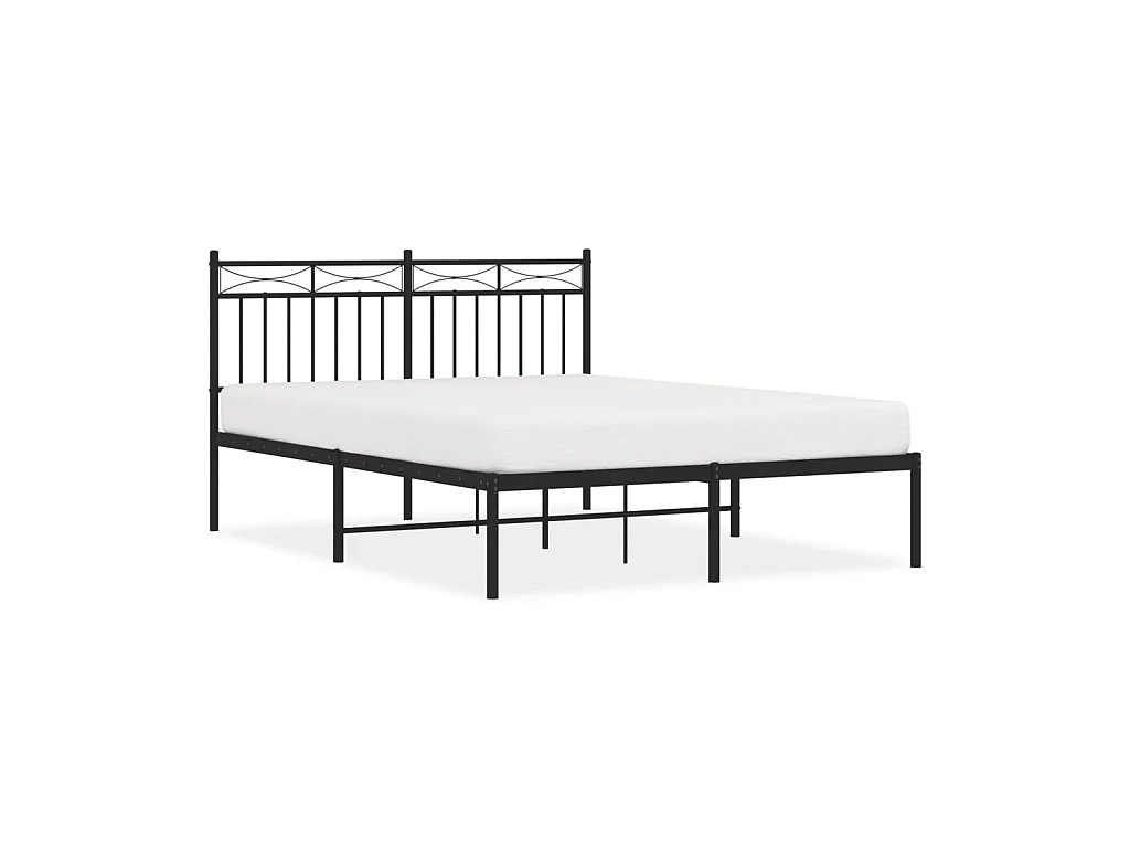 Cama 140x190 cm con cabecero metal negro ES86911