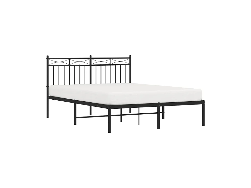 Cama 140x190 cm con cabecero metal negro ES86911