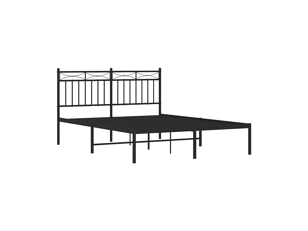 Cama 140x190 cm con cabecero metal negro ES86911