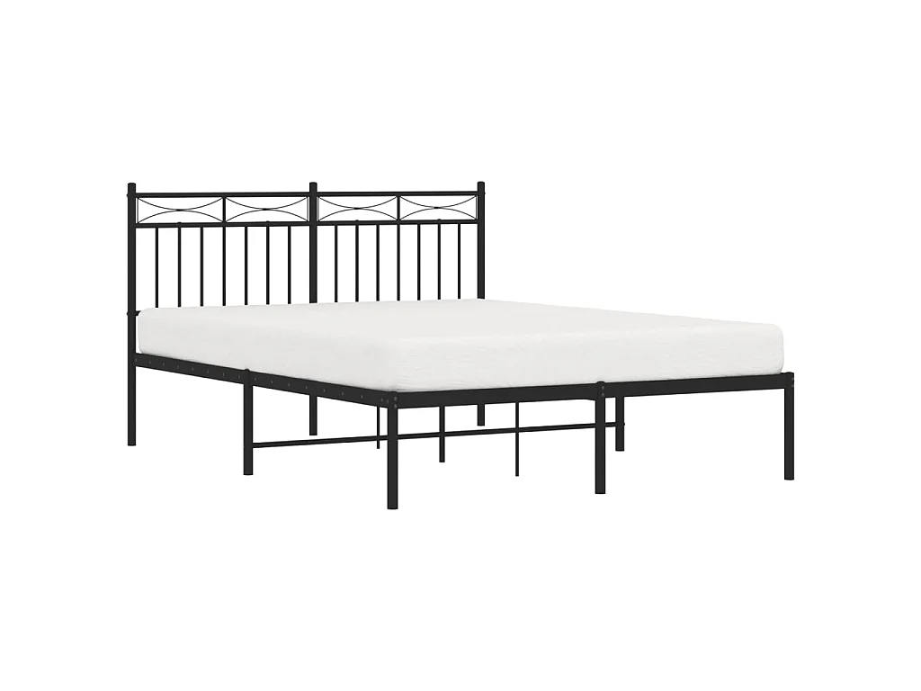 Cama 140x190 cm con cabecero metal negro ES86911