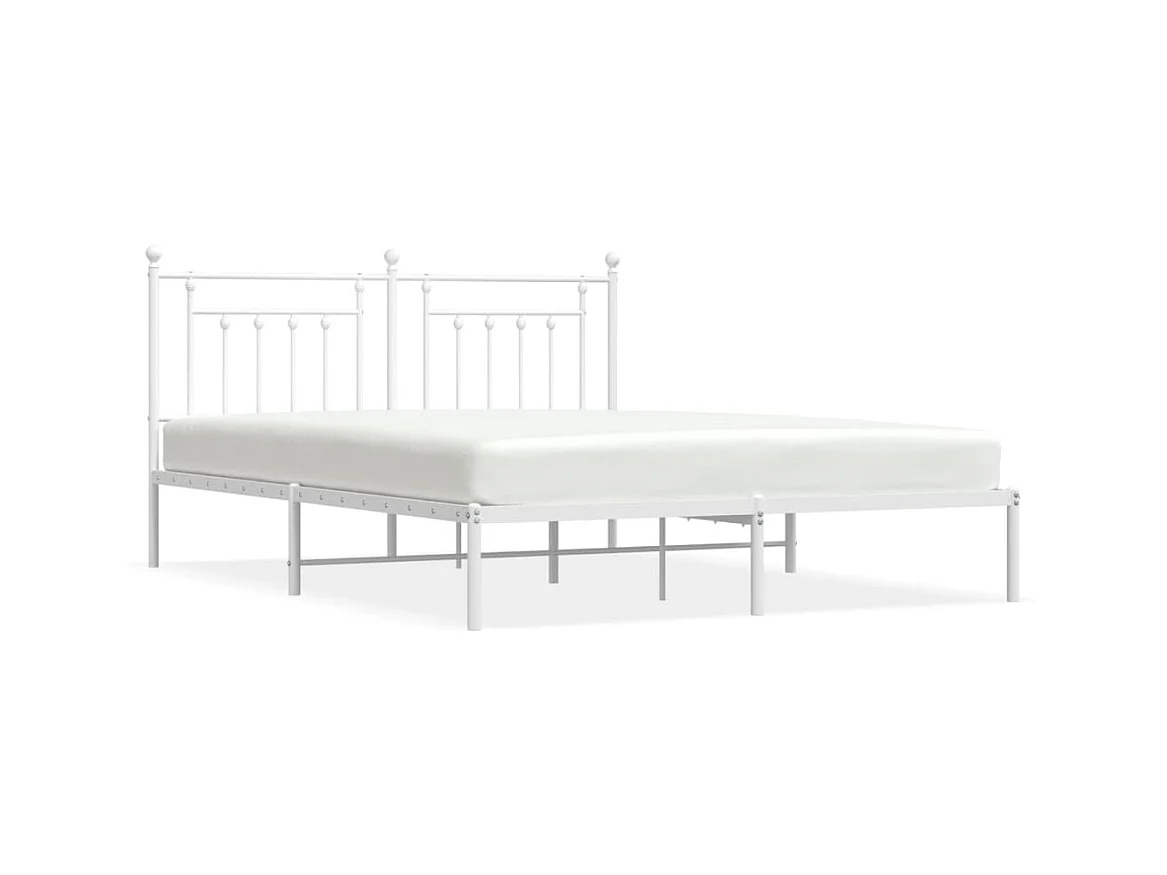 Lit-160x200 cm métal avec tête de lit blanc EGGB39071