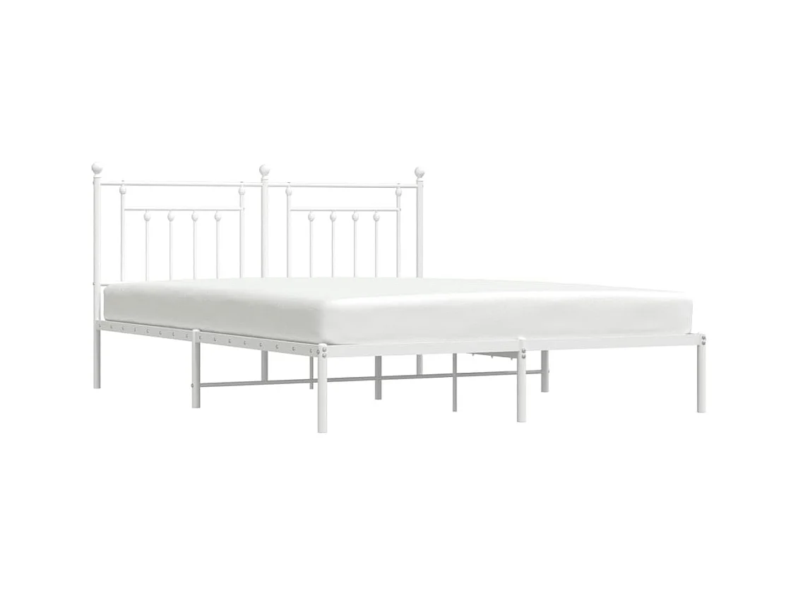 Lit-160x200 cm métal avec tête de lit blanc EGGB39071
