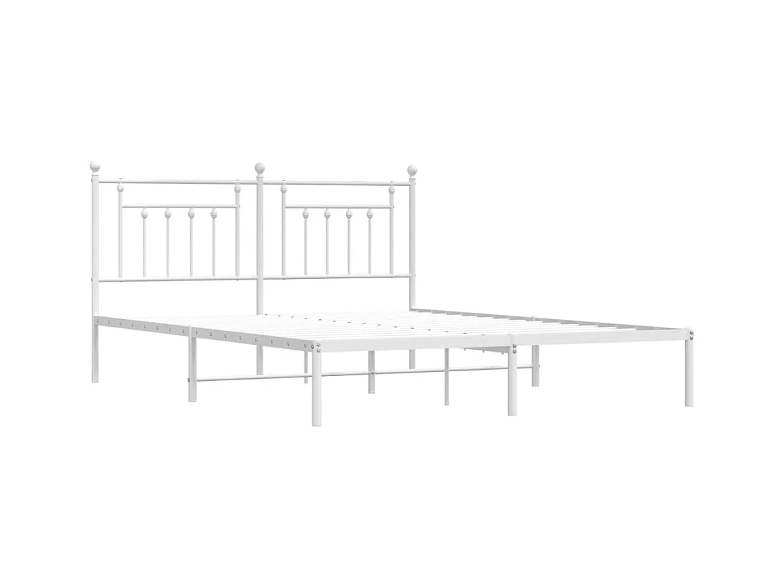 Lit-160x200 cm métal avec tête de lit blanc EGGB39071