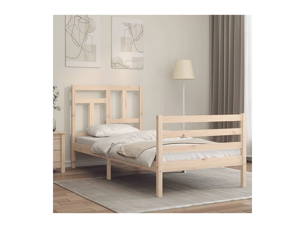 Lit-90x200 cm avec tête de lit bois massif EGGB43535
