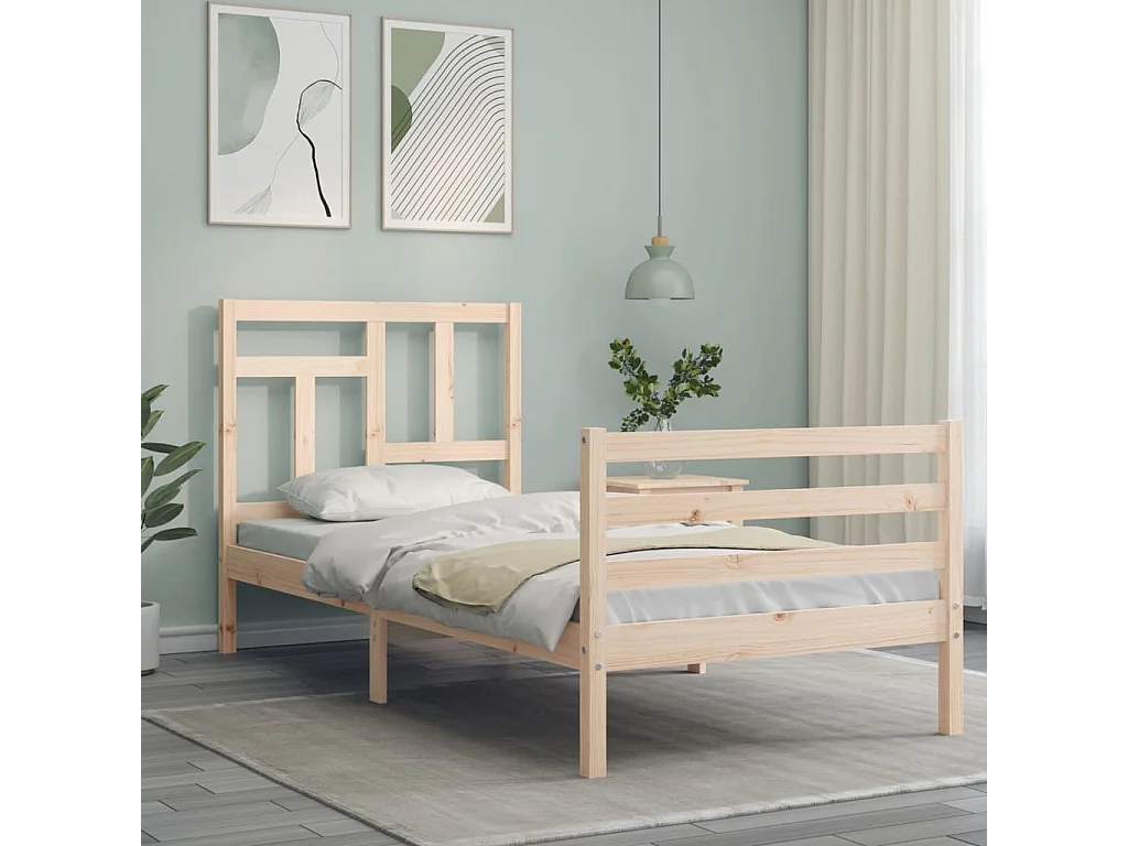 Cama com cabeceira 90x200 cm madeira maciça PT106991