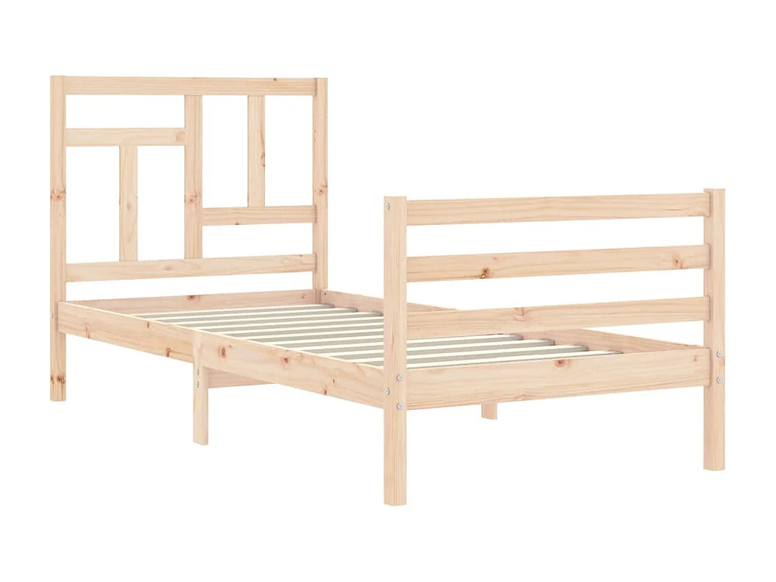 Cama com cabeceira 90x200 cm madeira maciça PT106991