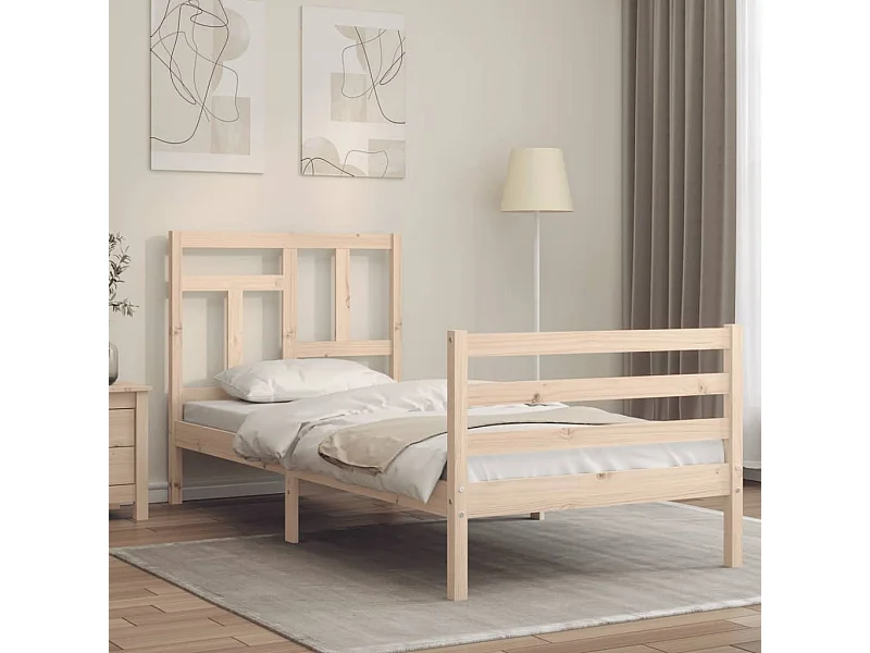 Cama com cabeceira 90x200 cm madeira maciça PT106991