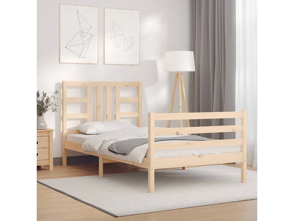 Cama com cabeceira 90x200 cm madeira maciça PT444257