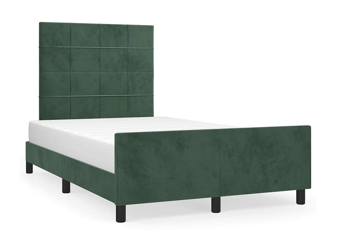 Lit-120x200 cm avec tête de lit Vert foncé Velours EGGB39541