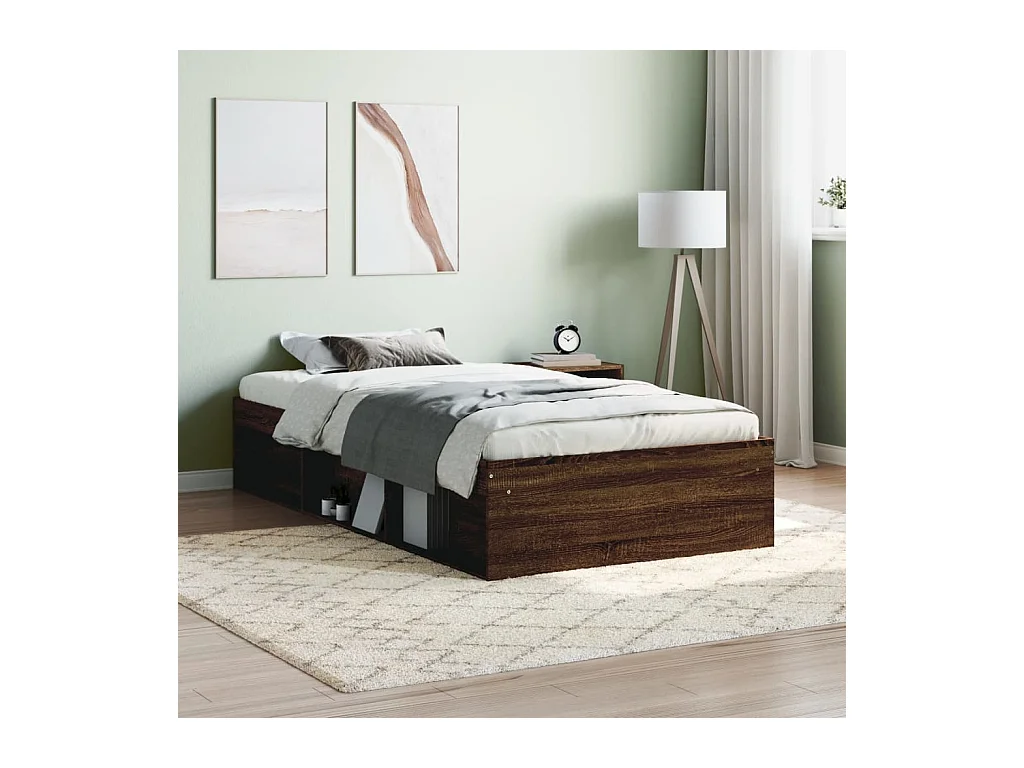 Cama 100x200 cm roble marrón ES42784