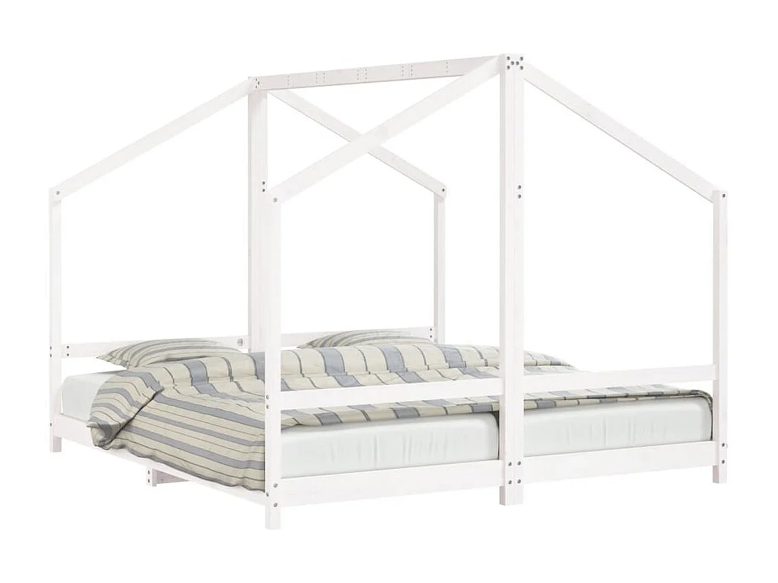 Cama infantil 2x(90x200) cm pinho maciço branco PT321074