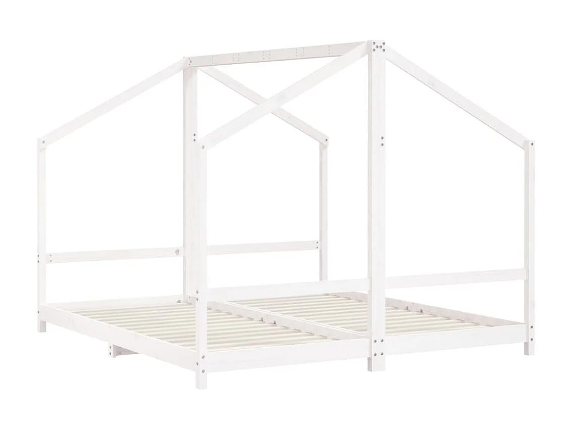 Kinderbedframe 2x(90x200) cm massief grenenhout wit NL66353