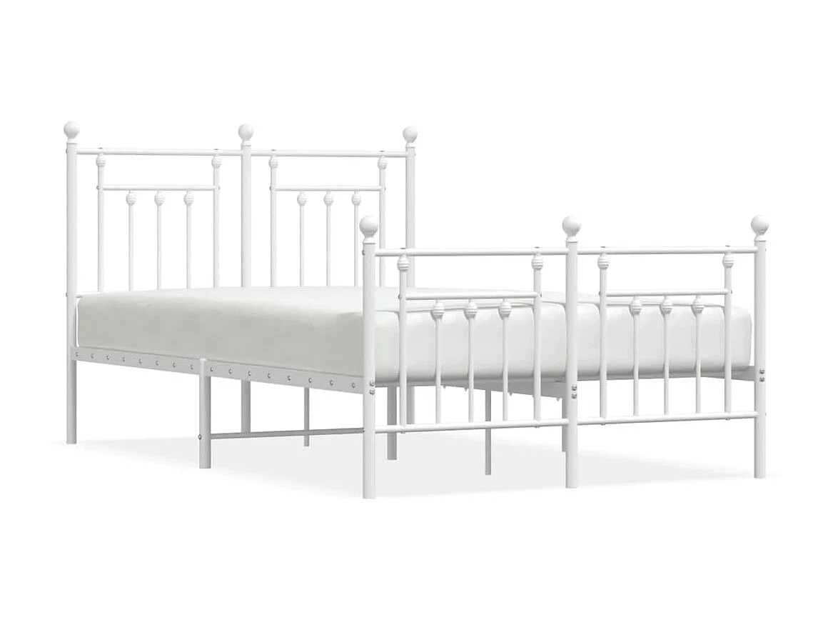 Lit-120x190 cm métal avec tête de lit/pied de lit blanc EGGB57579