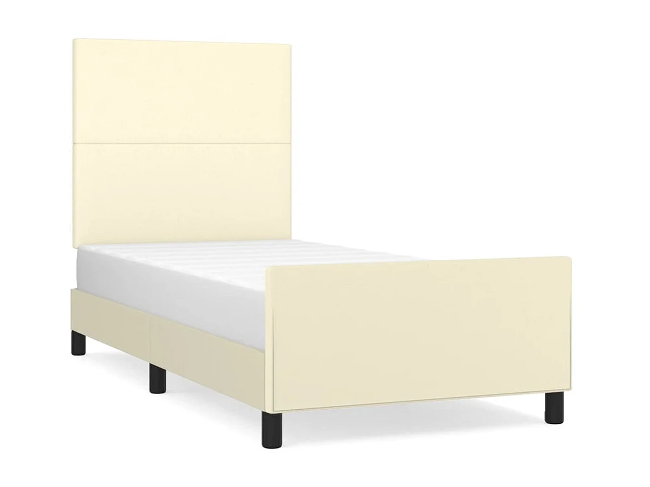 Cama c/ cabeceira couro artificial 80x200 cm creme PT628542