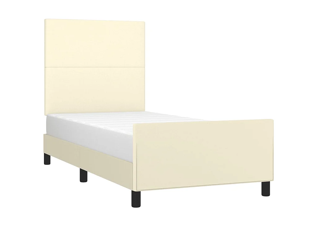 Cama c/ cabeceira couro artificial 80x200 cm creme PT628542