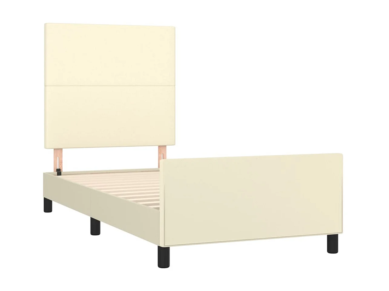 Cama c/ cabeceira couro artificial 80x200 cm creme PT628542