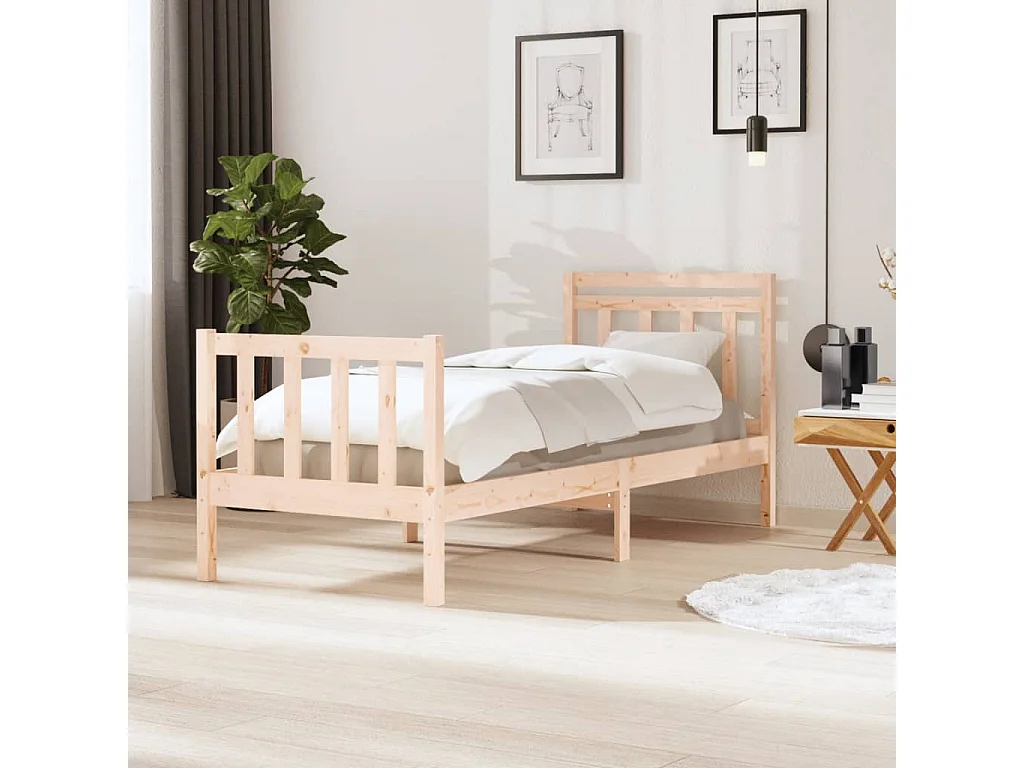 Lit-75x190 cm Bois massif Petit simple EGGB78071