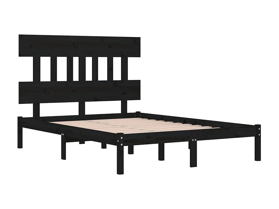 Lit-200x200 cm Noir Bois massif EGGB93562