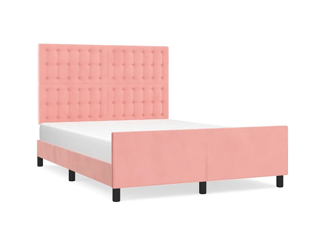 Lit-140x190 cm avec tête de lit Rose Velours EGGB33291