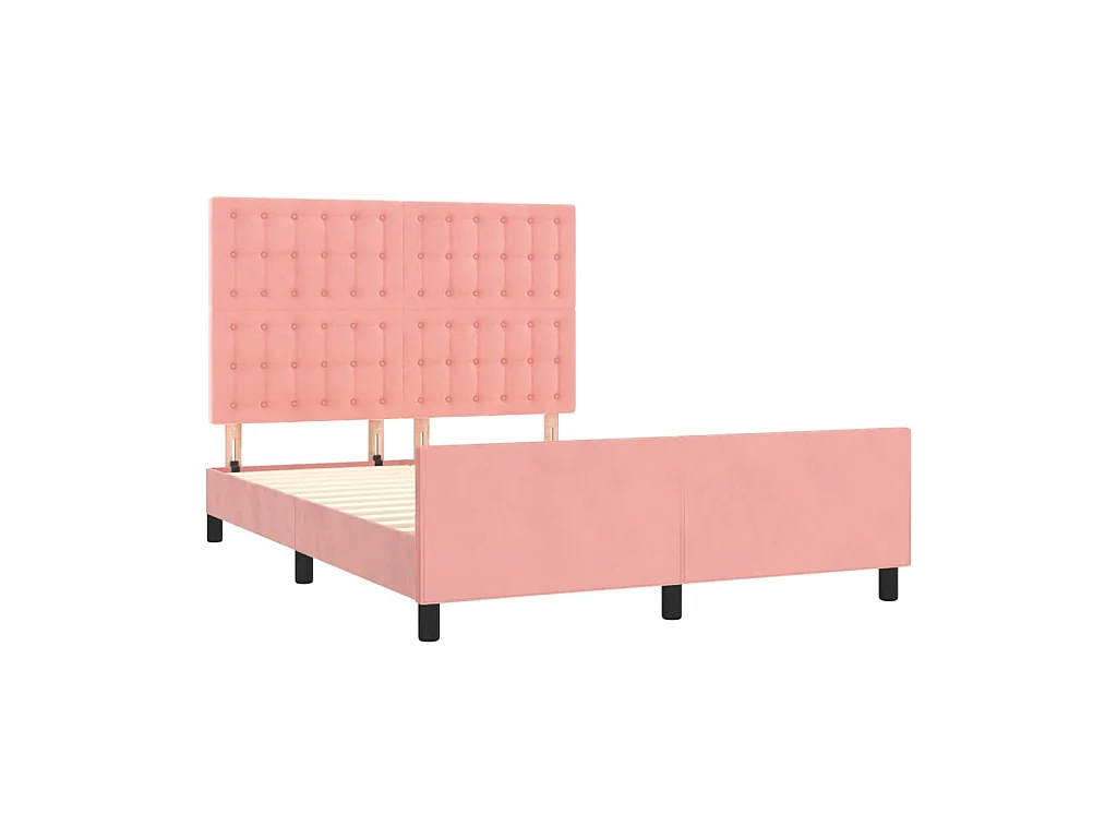 Lit-140x190 cm avec tête de lit Rose Velours EGGB33291