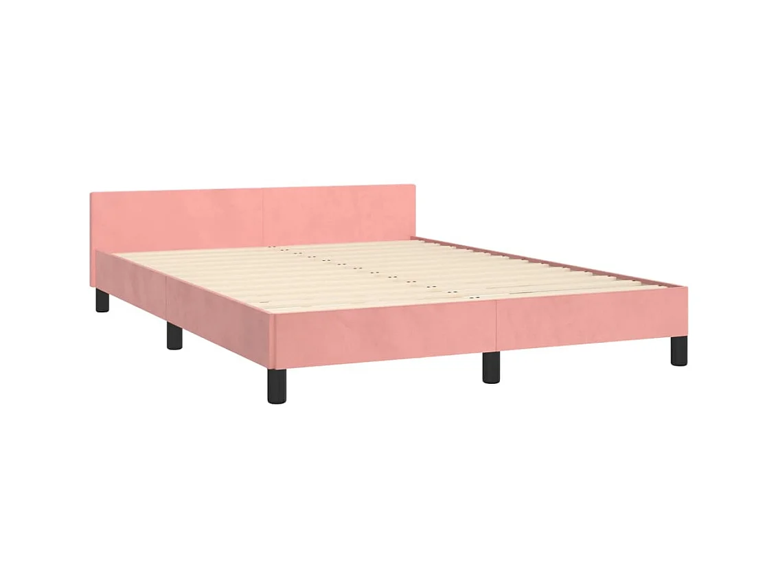 Lit-140x190 cm avec tête de lit Rose Velours EGGB33291