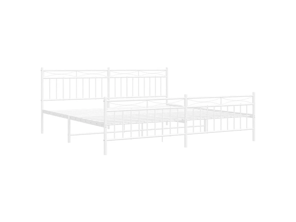 Lit-193x203 cm métal avec tête de lit/pied de lit blanc EGGB42943