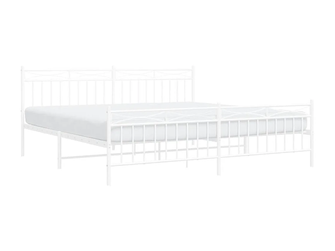 Cama com cabeceira e pés 193x203 cm metal branco PT807363