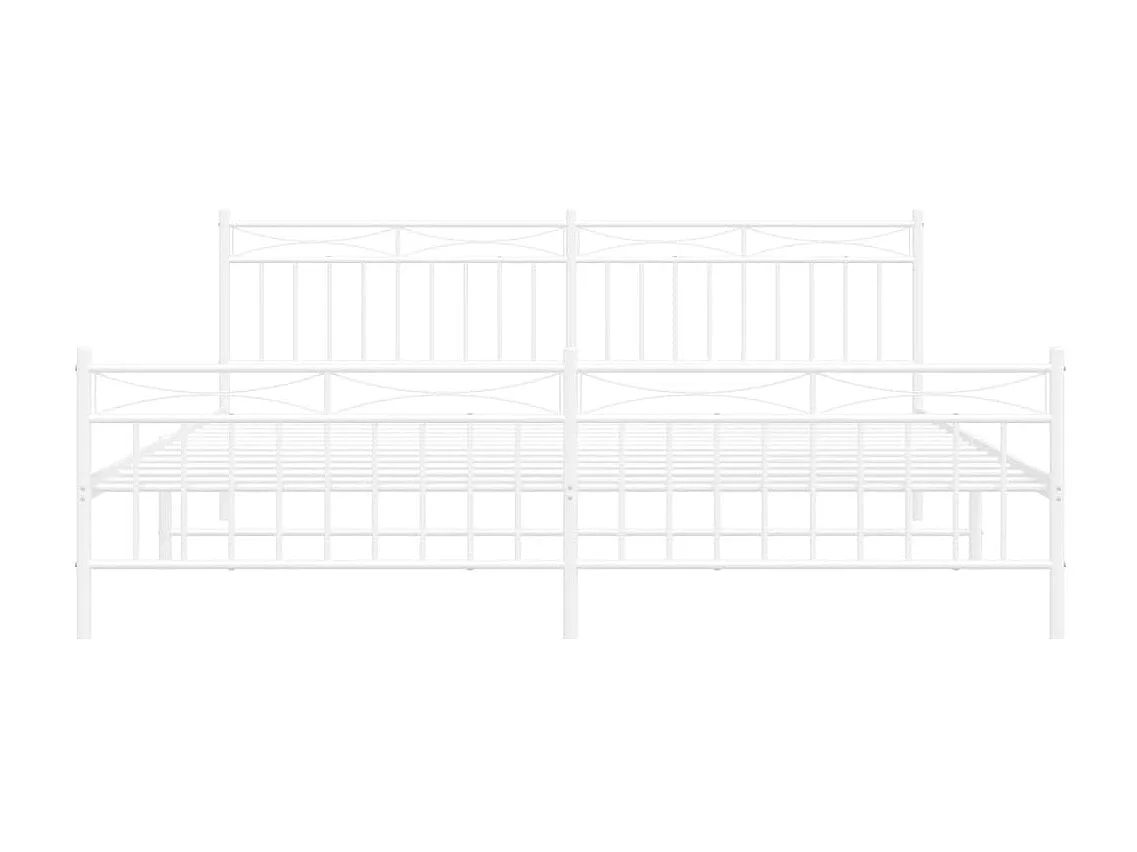 Cama com cabeceira e pés 193x203 cm metal branco PT807363