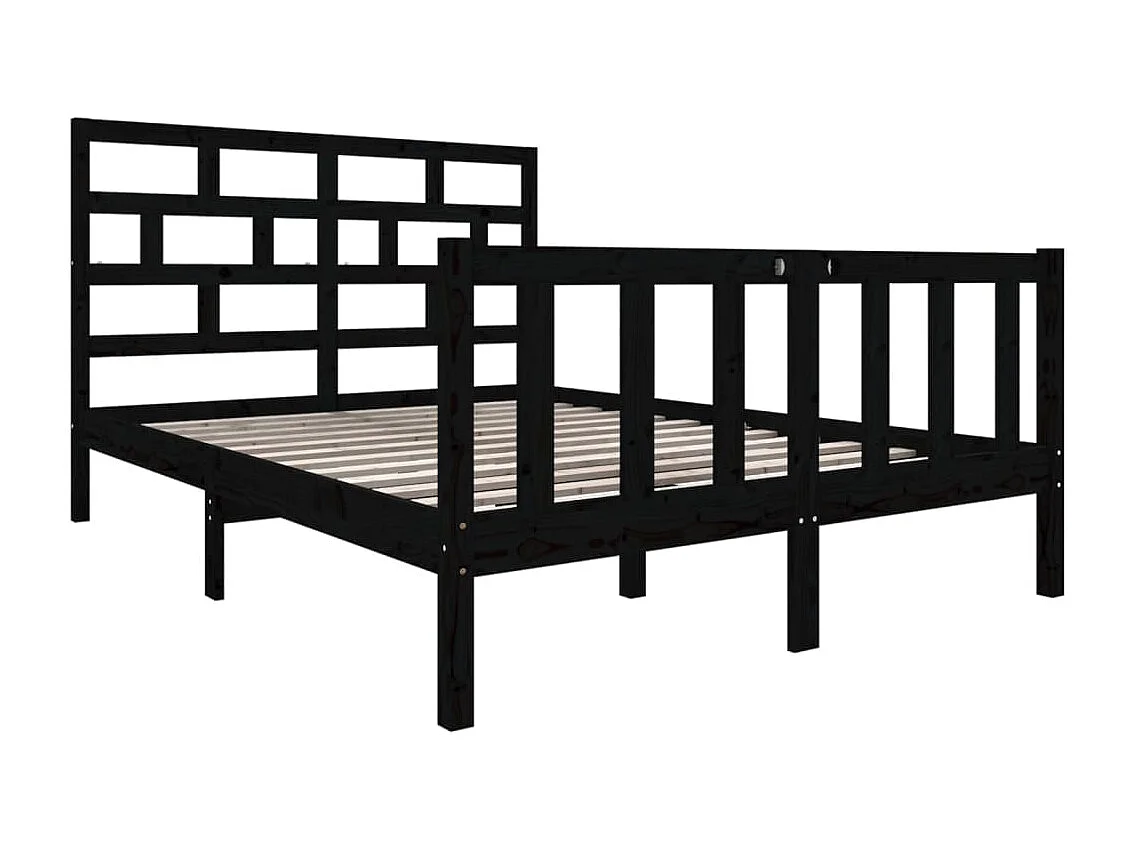 Bedframe massief grenenhout zwart 135x190 cm NL74709