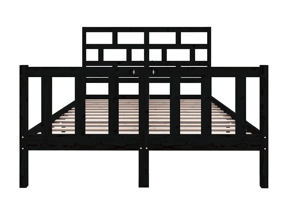 Bedframe massief grenenhout zwart 135x190 cm NL74709