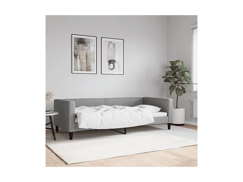 Lit-90x200 cm de repos gris clair Tissu EGGB31101