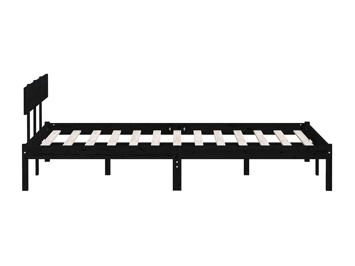 Lit-150x200 cm Noir Bois de pin massif UK King EGGB50680