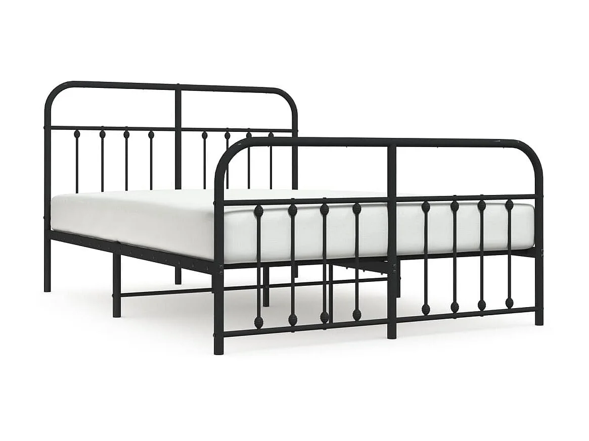 Lit-140x200 cm métal avec tête de lit/pied de lit noir EGGB46701