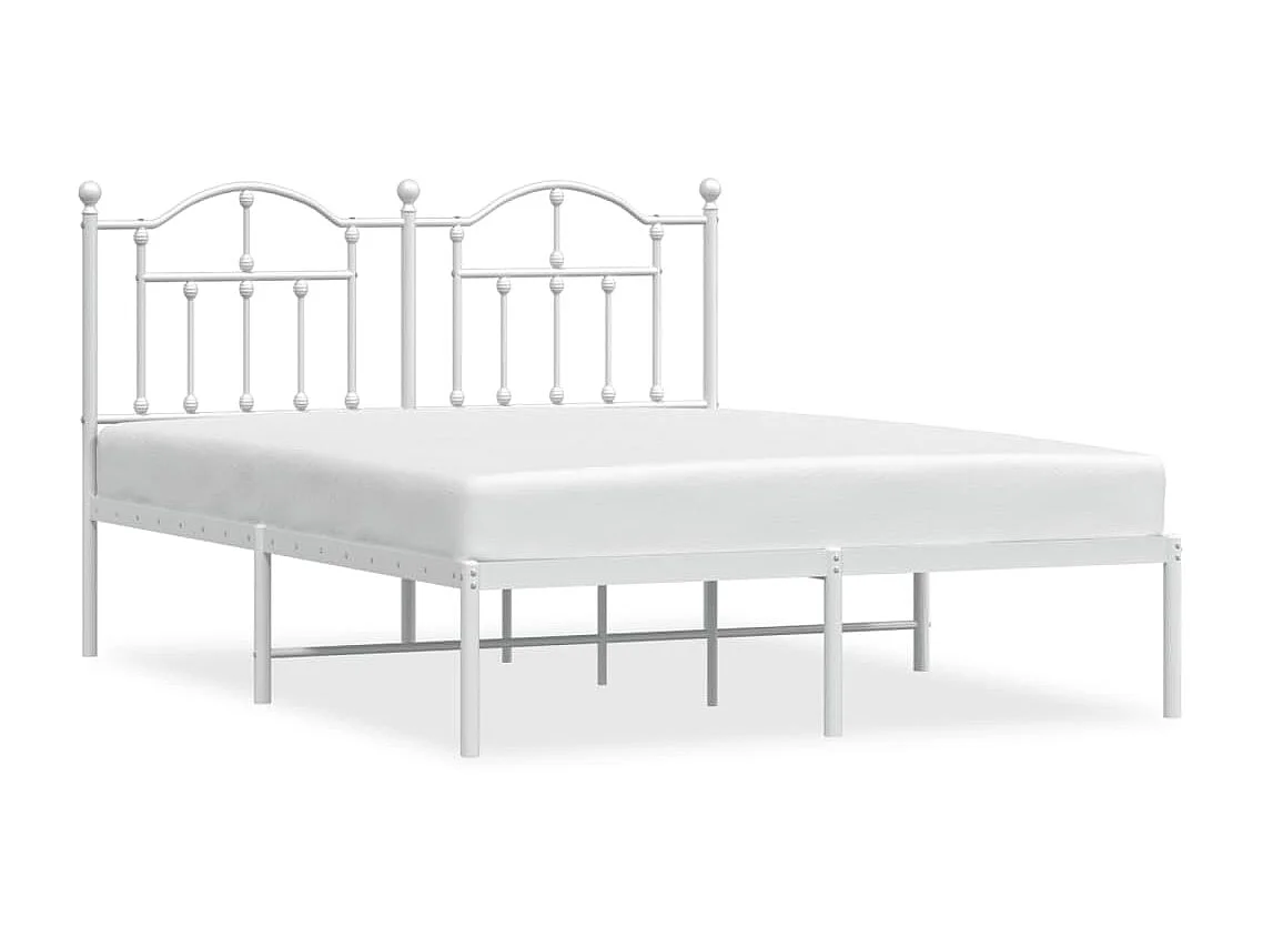Lit-135x190 cm métal avec tête de lit blanc EGGB78595